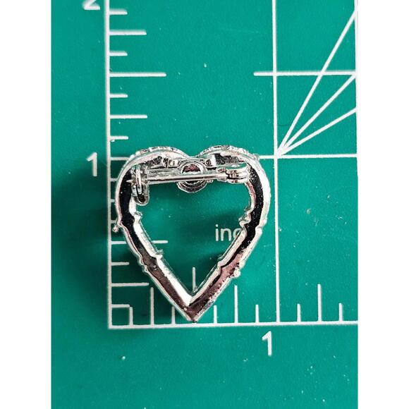 Small Blue Rhinestone Heart Brooch - Picture 2 of 2